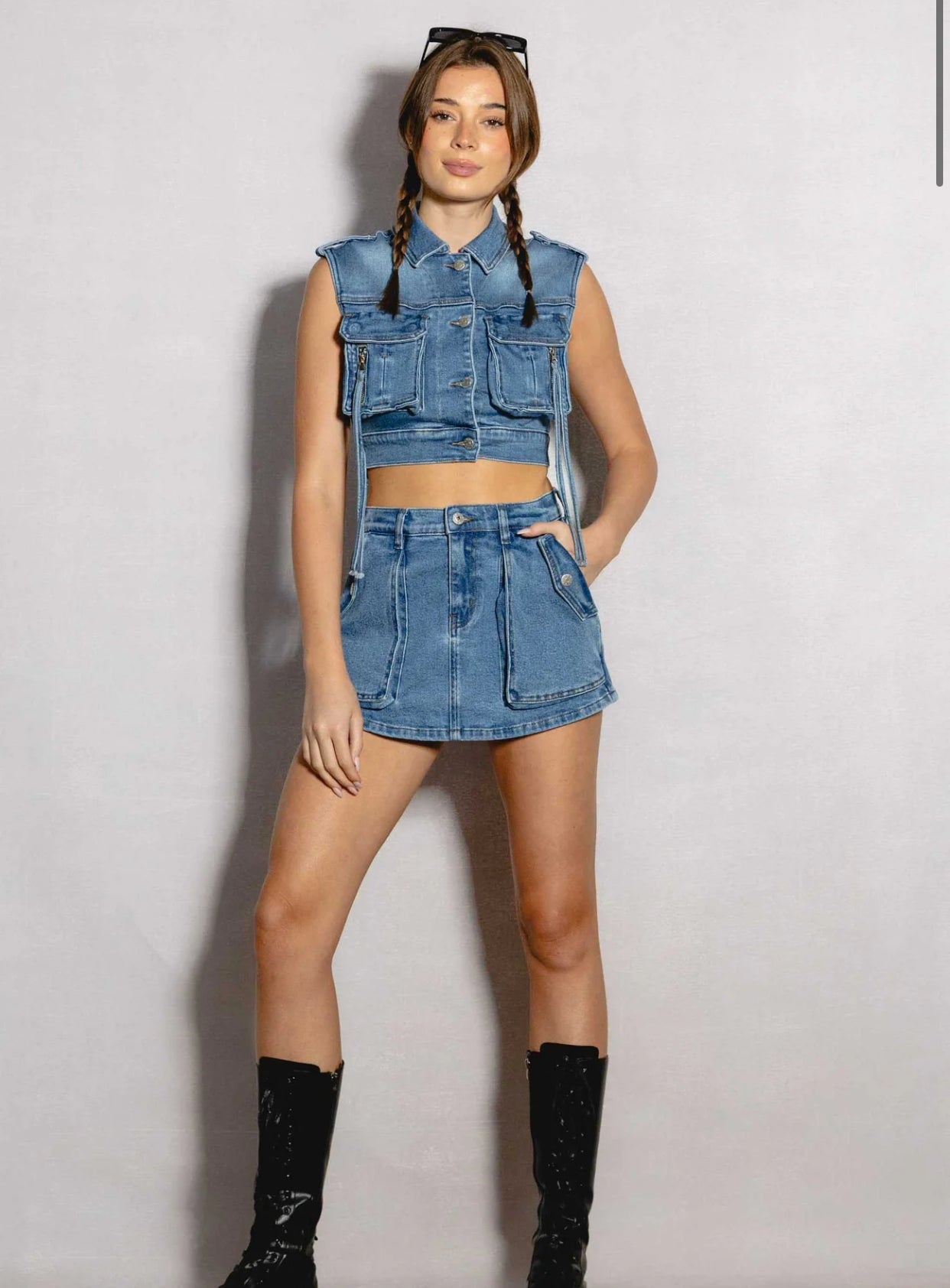 Sofie Denim Cargo Skort Set