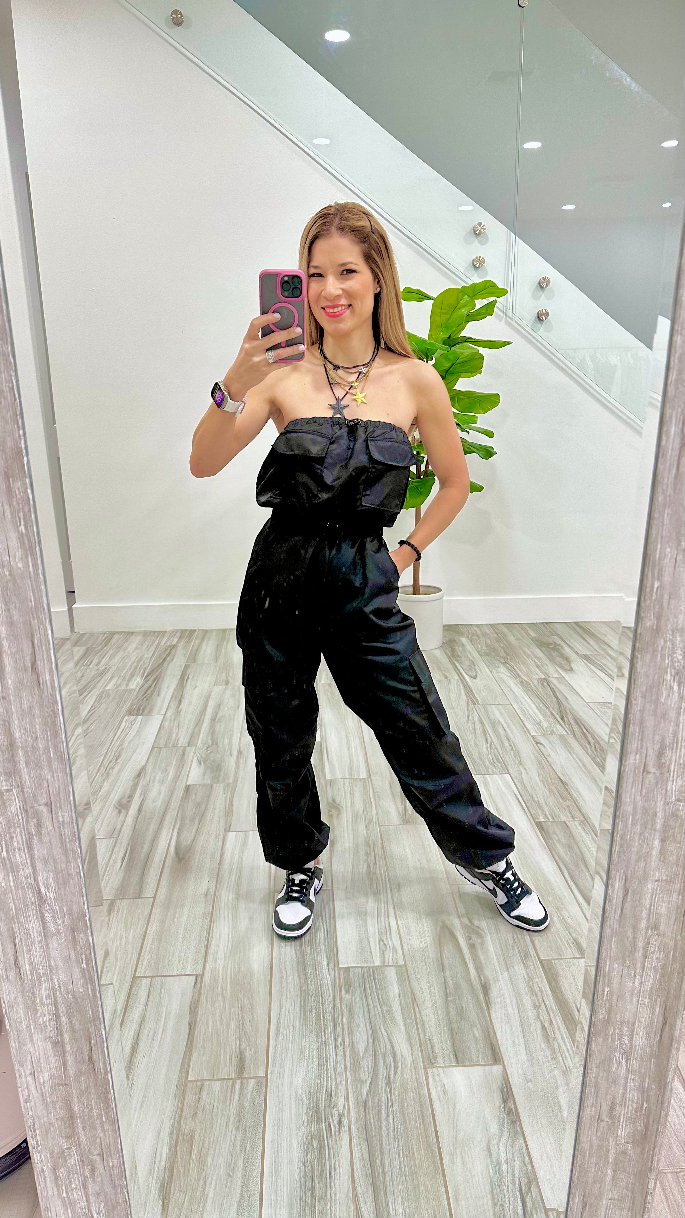 Sofia Cargo Jumpsuit (Available in Black and Fuchsia)