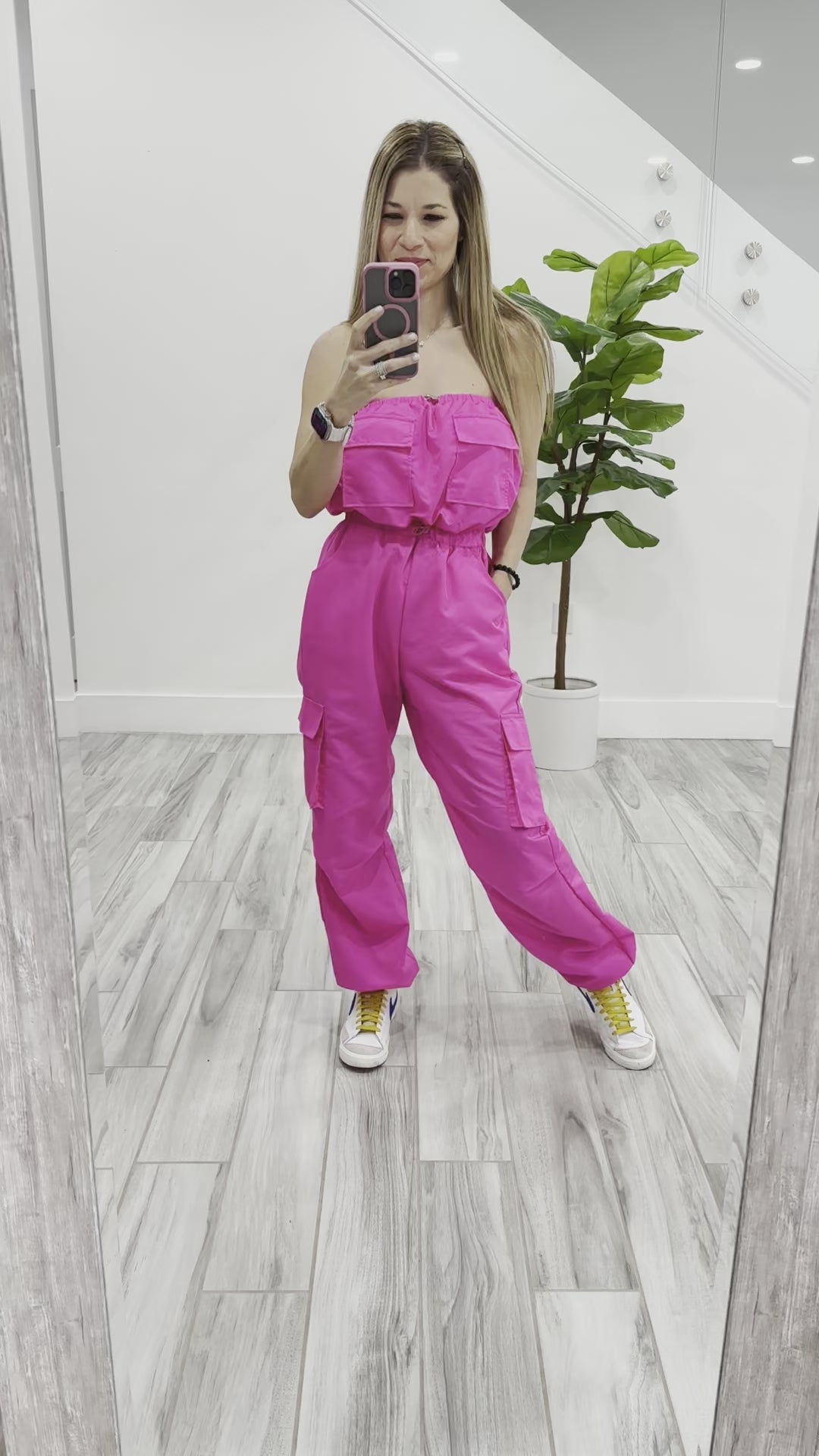 Sofia Cargo Jumpsuit (Available in Black and Fuchsia)