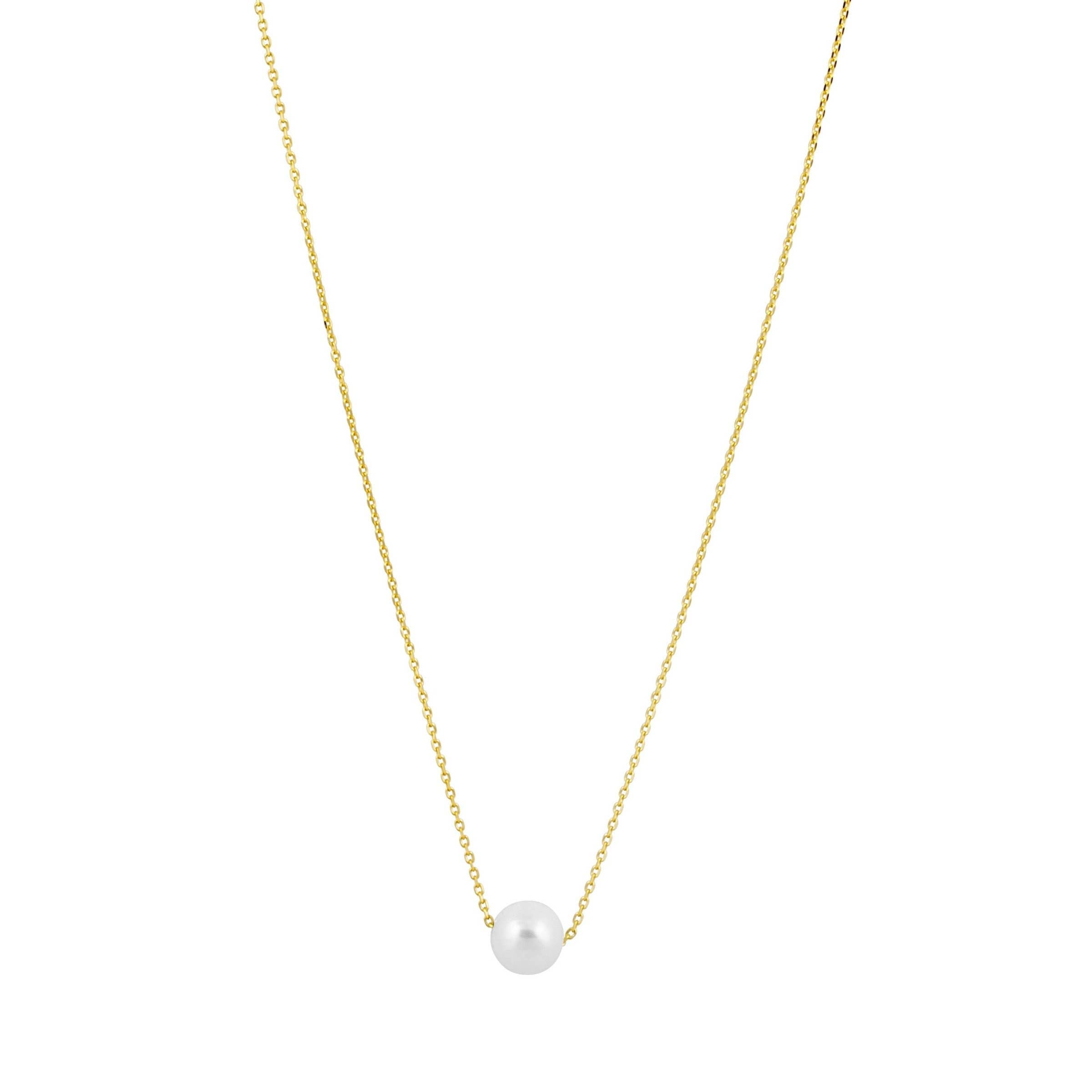 Ellie Single Pearl Necklace: Gold / 12mm