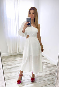 Romantic One Shoulder White Dress