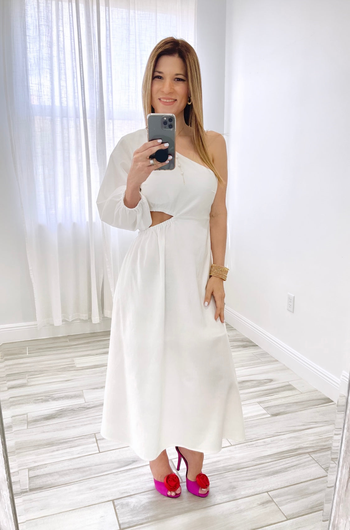 Romantic One Shoulder White Dress