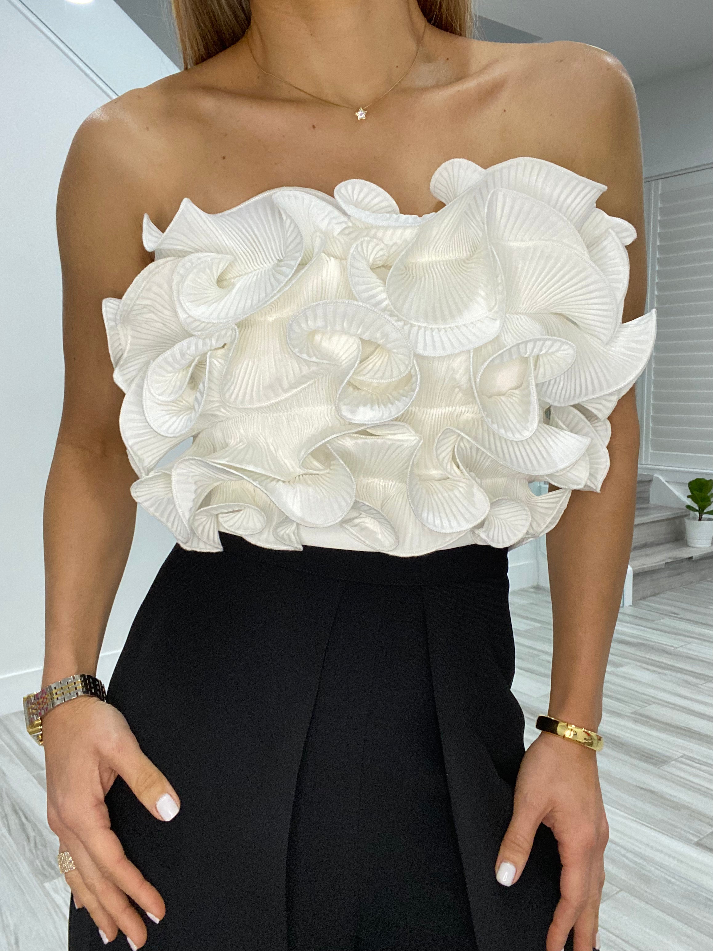 White Ruffled Top