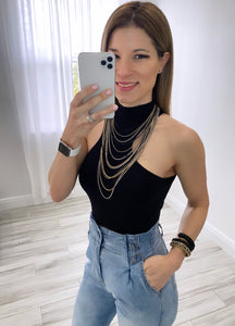 Barbara Crop Top (Taupe/Black)